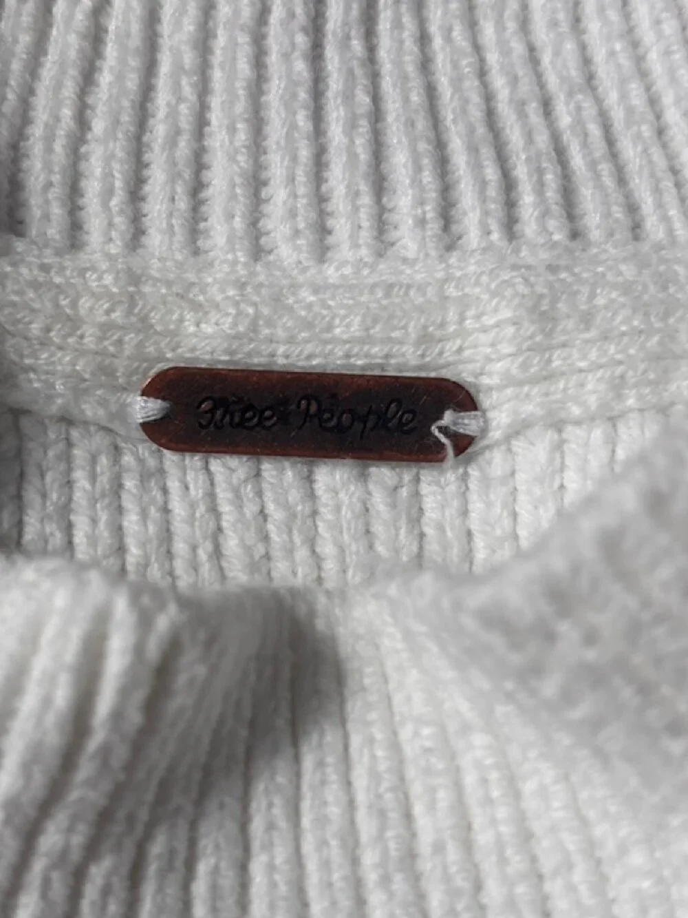 Free People Ribbed Mock Neck Sweater – White